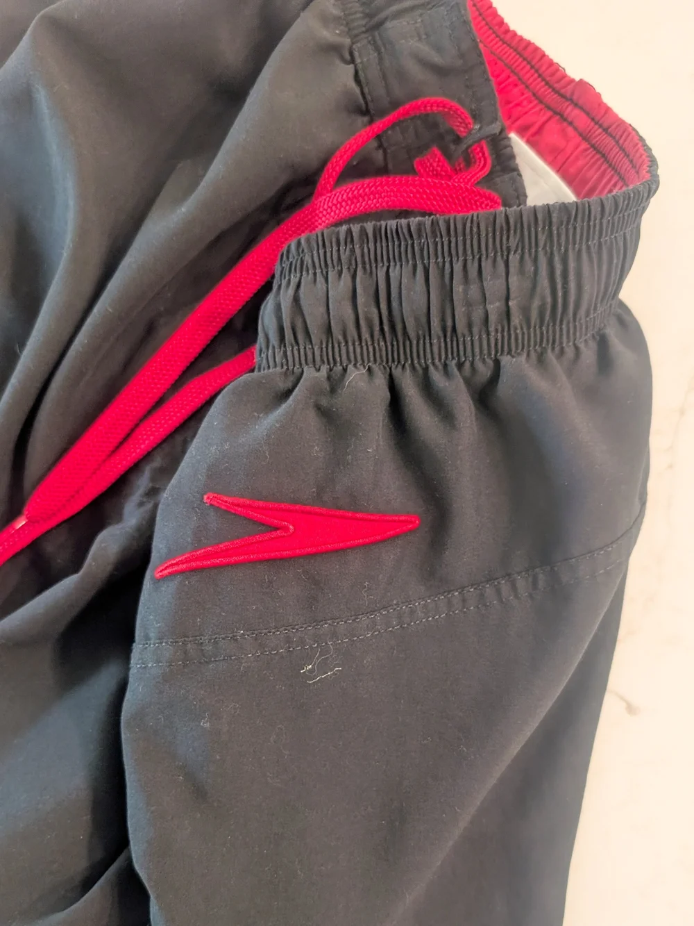 Speedo Black Swim Trunks with Pink Trim